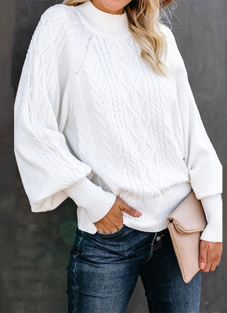 WW Mid-Hoch Neck Kabelstrick Pullover Sweater