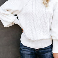 WW Mid-Hoch Neck Kabelstrick Pullover Sweater