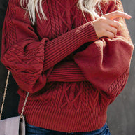 WW Mid-Hoch Neck Kabelstrick Pullover Sweater