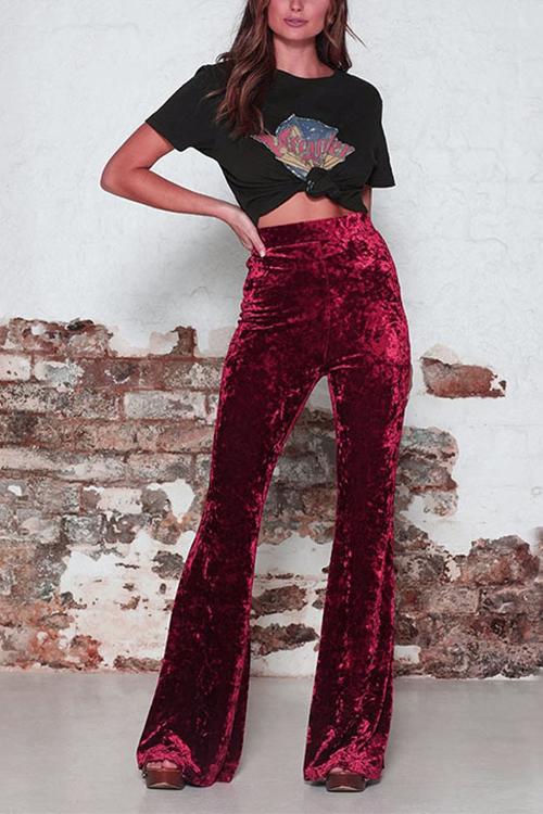 W&W Mode | Rosiedress Elastischer Bund Schlaghosen Samt Pants