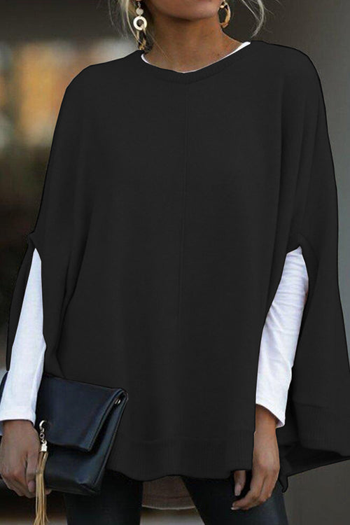 WW | Rosiedress Rundhals Batwing Ärmel Umhang Top