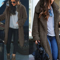 Strickjacke Lang Kunstfell Warm Weich Plusch