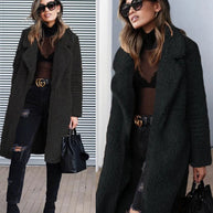 Strickjacke Lang Kunstfell Warm Weich Plusch