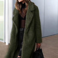 Strickjacke Lang Kunstfell Warm Weich Plusch