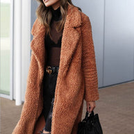 Strickjacke Lang Kunstfell Warm Weich Plusch