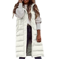 W&W Kapuze Lange Weste Lässig Mode Einreihig Jacke