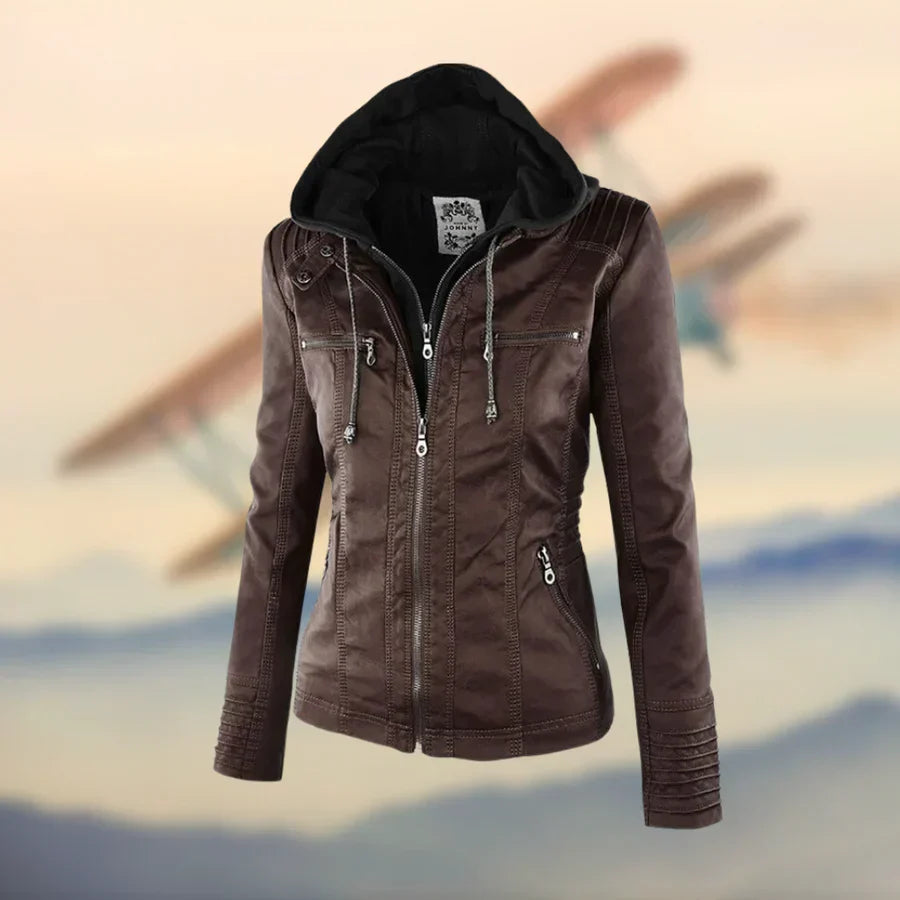 WW | Stylische und Vielseitige Lederjacke mit Kapuze