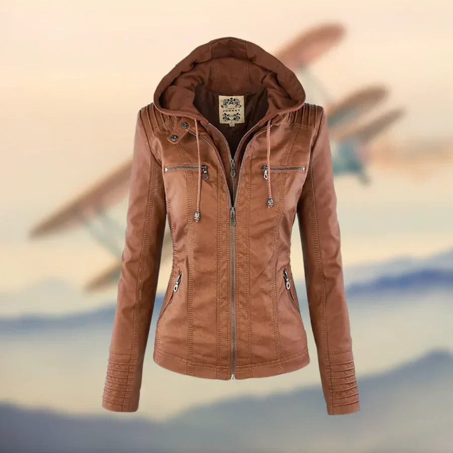 WW | Stylische und Vielseitige Lederjacke mit Kapuze