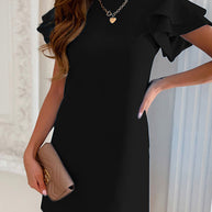 WW | Rosiedress Solid Heap Ärmel Gemütliches Mini Kleid