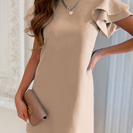 WW | Rosiedress Solid Heap Ärmel Gemütliches Mini Kleid