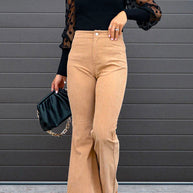 WW | Rosiedress Ein-Knopf-Baumwollcord-Flare-Hose mit Taschen