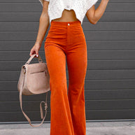 WW | Rosiedress Ein-Knopf-Baumwollcord-Flare-Hose mit Taschen
