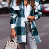 WW | Rosiedress Casual Revers Knopf Down Taschen Karos Cardigans