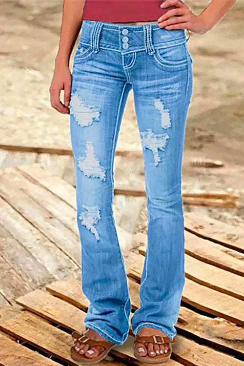 W&W Mode | Rosiedress Button Down Distressed Ripped Jeans mit Taschen