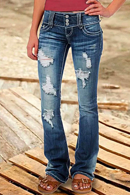 W&W Mode | Rosiedress Button Down Distressed Ripped Jeans mit Taschen
