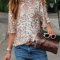 WW | Rosiedress Rundhals Halbarm Pailletten T-Shirt