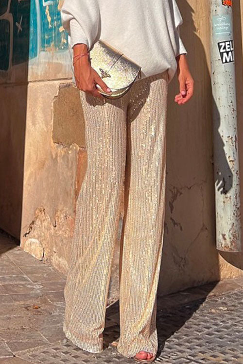 WW | Rosiedress Elastischer Bund Weite Bein Paillettenhose