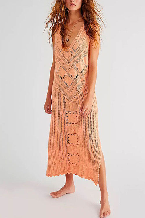 W&W Mode | Rosiedress Ärmelloses Hollow-Out-Seitenschlitz-Cover-Up-Kleid