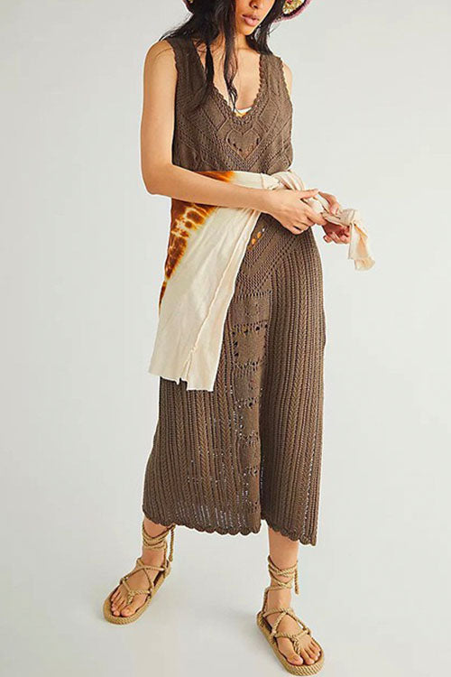 W&W Mode | Rosiedress Ärmelloses Hollow-Out-Seitenschlitz-Cover-Up-Kleid