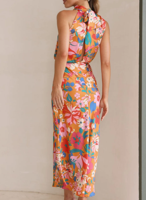 W&W Mode - Blumiges Maxikleid mit Neckholder