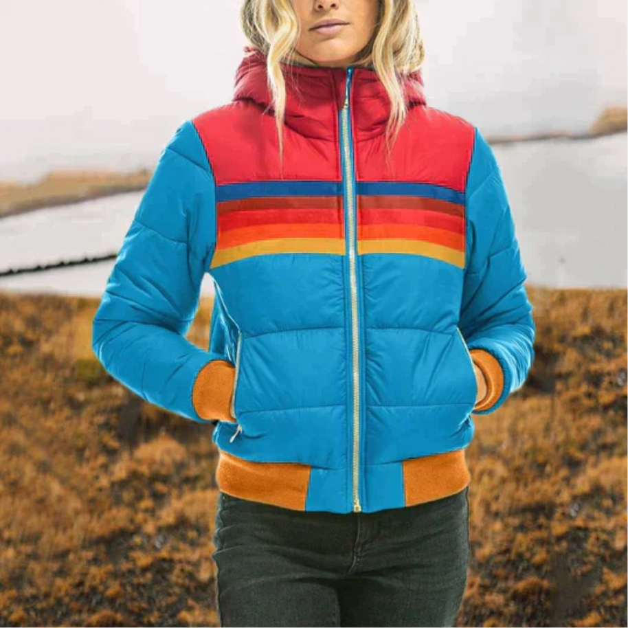 WW | Damen Winter Daunenjacke - Mit Retro-Streifen