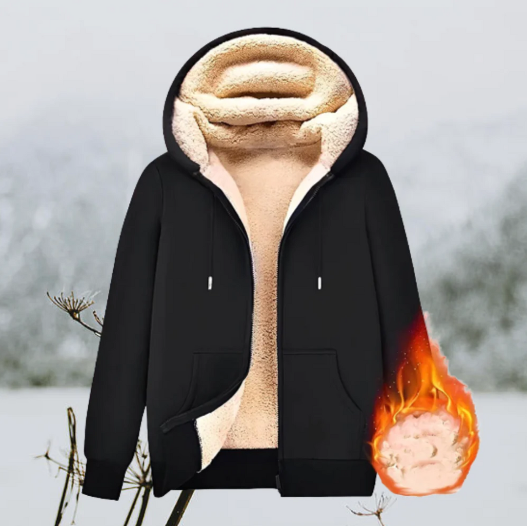 W&W Mode Unisex - Lammfellmantel mit Kapuze