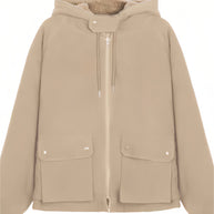 WW | Einfarbige Wendbare Jacke Mit Kapuze Und Reißverschluss