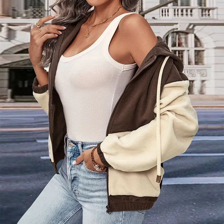 W&W Mode - Fleecejacke Mit Kapuze Und Patchworkmuster