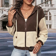 WW - Fleecejacke Mit Kapuze Und Patchworkmuster