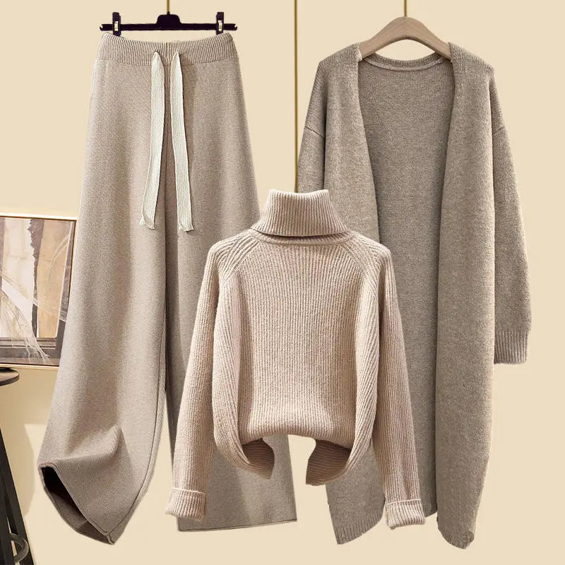 W&W Mode | Elegantes 3-teiliges Rollkragenpullover-Set für Damen