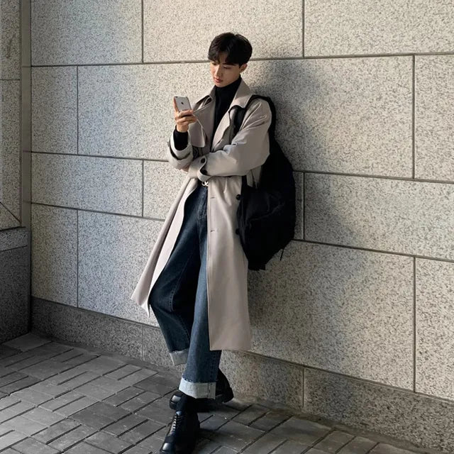 WW | Neue Herbst Trenchcoats Für Herren Langer, Modischer Oberbekleidungs Trenchcoat