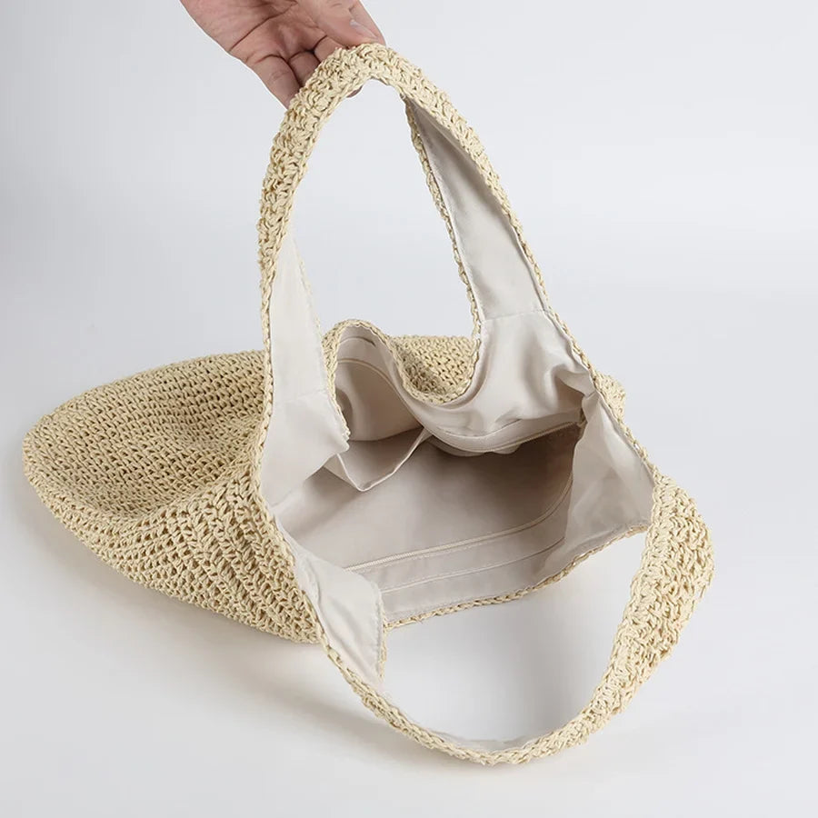 W&W Mode | Strohtasche Geflochtene Tasche Leicht & Strapazierfähig Lässige Sommertasche