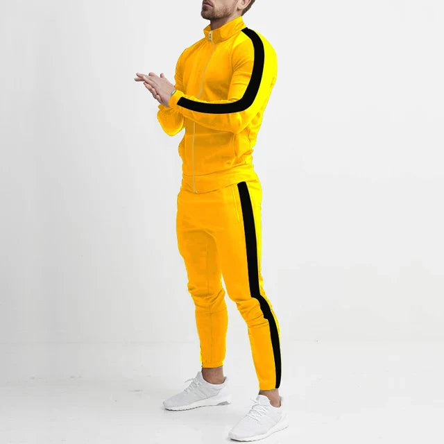 WW | Trainingsanzug Slim Fit Zip up Jacke & Eng Geschnittene Jogginghose Athletisches Streifen Design