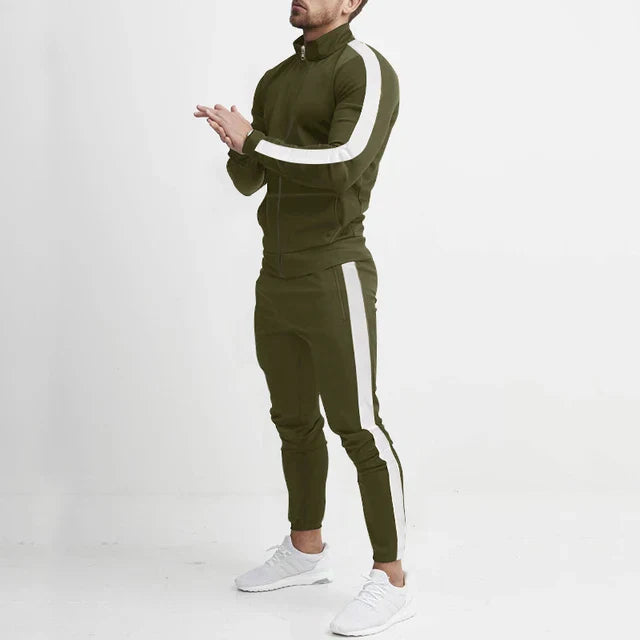 WW | Trainingsanzug Slim Fit Zip up Jacke & Eng Geschnittene Jogginghose Athletisches Streifen Design