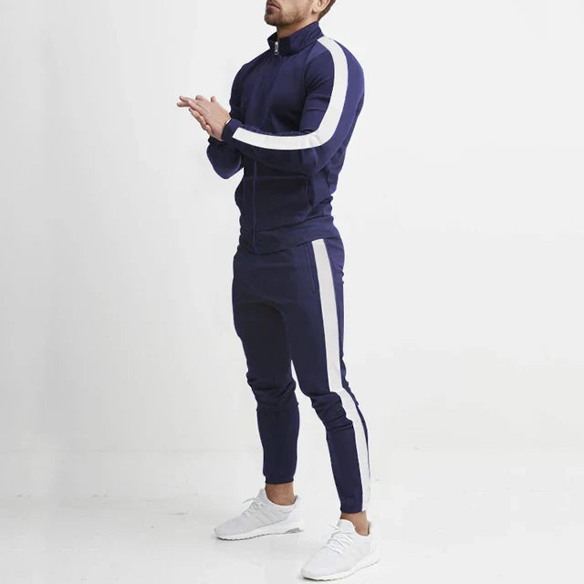 WW | Trainingsanzug Slim Fit Zip up Jacke & Eng Geschnittene Jogginghose Athletisches Streifen Design