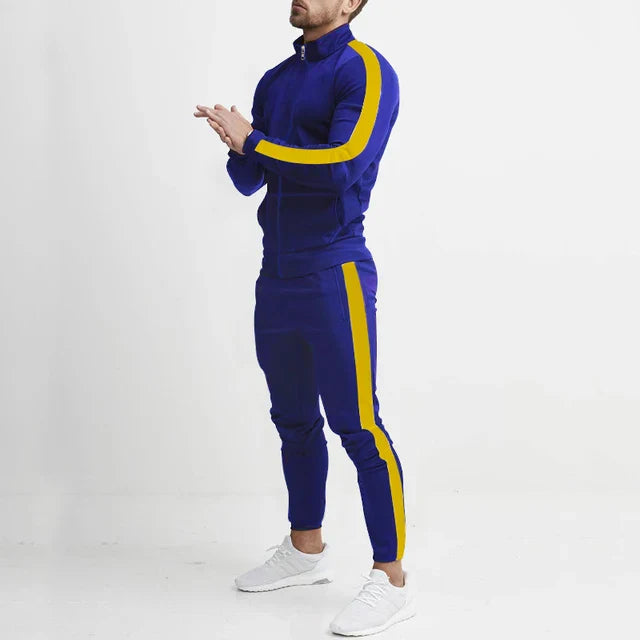 WW | Trainingsanzug Slim Fit Zip up Jacke & Eng Geschnittene Jogginghose Athletisches Streifen Design