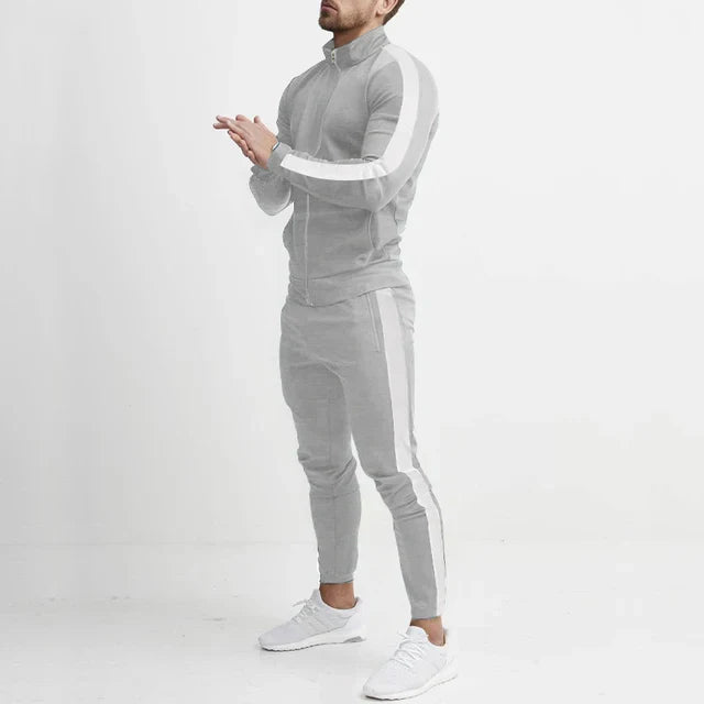 WW | Trainingsanzug Slim Fit Zip up Jacke & Eng Geschnittene Jogginghose Athletisches Streifen Design