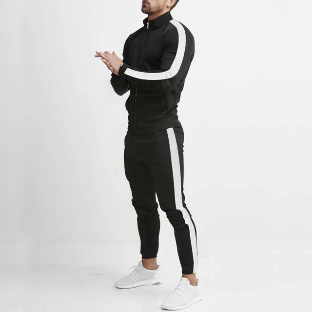 WW | Trainingsanzug Slim Fit Zip up Jacke & Eng Geschnittene Jogginghose Athletisches Streifen Design
