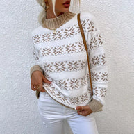 WW | Stilvolle Winter Casual Frosty Fun Schneeflocken Pullover für Frauen