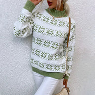 WW | Stilvolle Winter Casual Frosty Fun Schneeflocken Pullover für Frauen