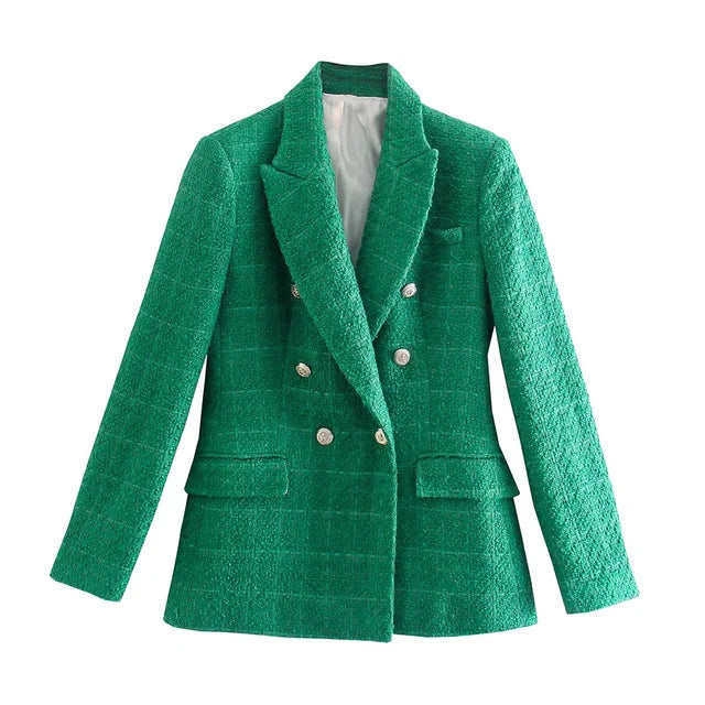 WW - Damen Doppelreihiger Lässiger Blazer mit Langen Ärmeln