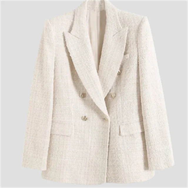 W&W Mode - Damen Doppelreihiger Lässiger Blazer mit Langen Ärmeln