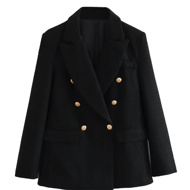 WW - Damen Doppelreihiger Lässiger Blazer mit Langen Ärmeln