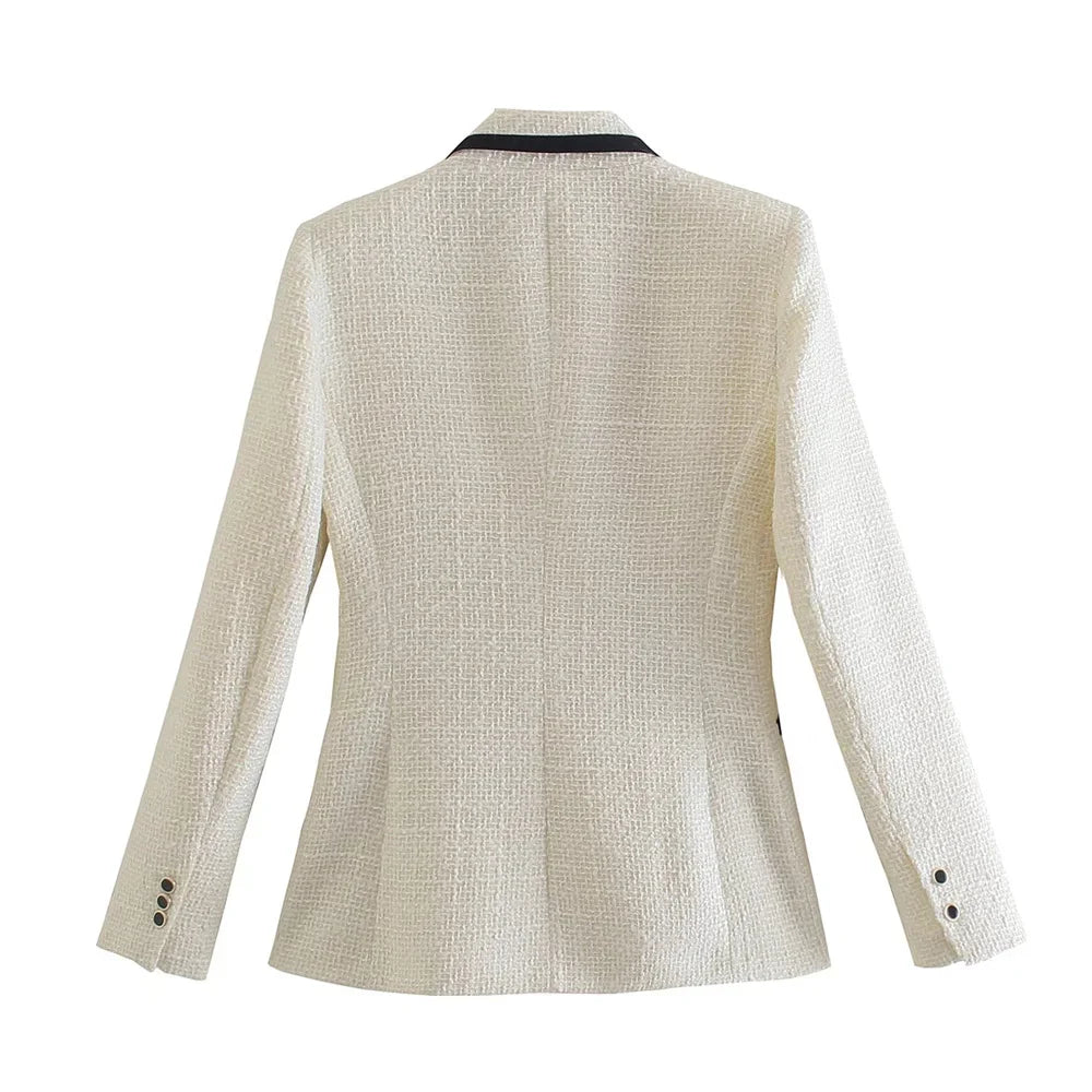 WW - Damen Doppelreihiger Lässiger Blazer mit Langen Ärmeln