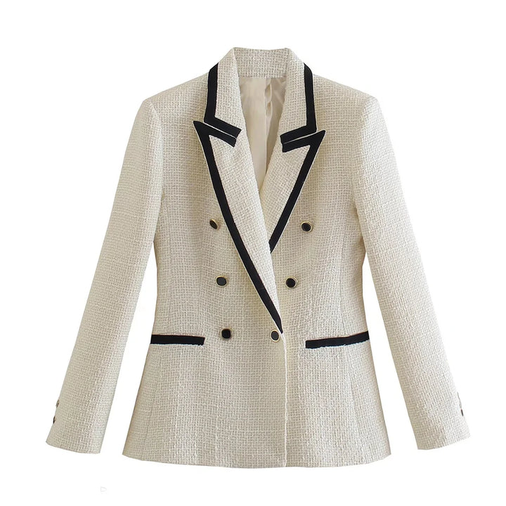 W&W Mode - Damen Doppelreihiger Lässiger Blazer mit Langen Ärmeln