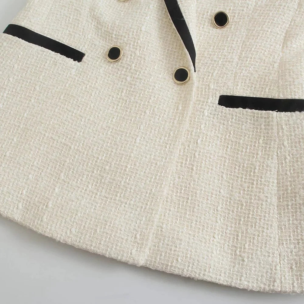 WW - Damen Doppelreihiger Lässiger Blazer mit Langen Ärmeln