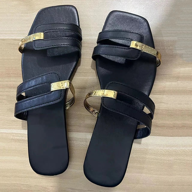 WW - stylische flache Sandalen mit trendigem Design | Sandalen mit mehreren Riemen über dem Fuß für Damen