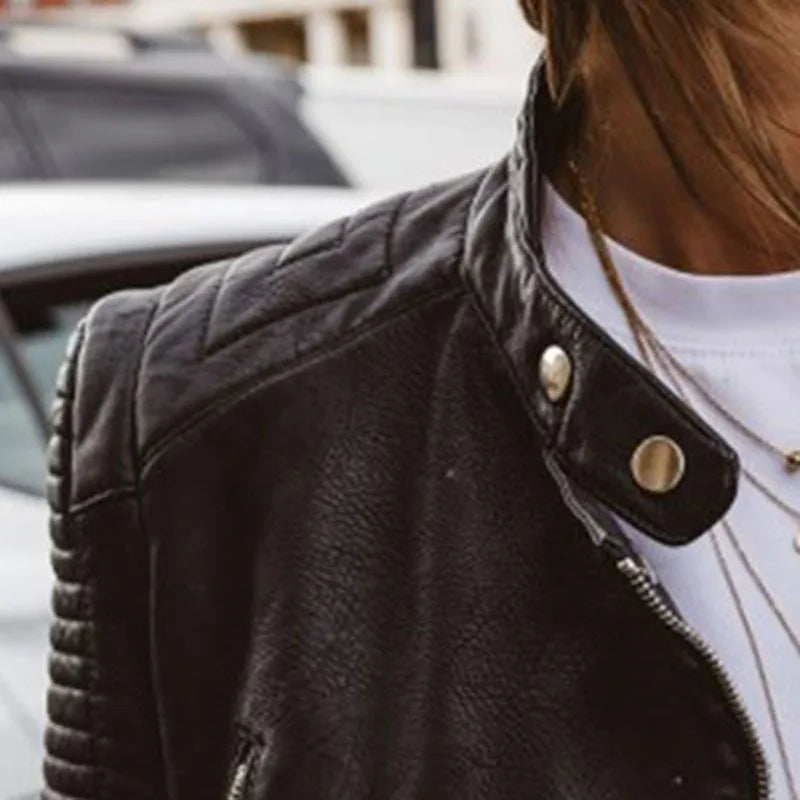 W&W Mode Schwarze Biker Lederjacke Für Damen | Perfekt Für Den Alltag