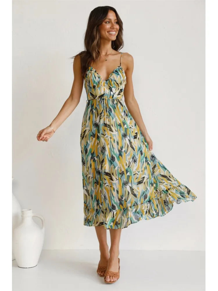 WW Kleid | Lustiges Midi-kleid mit Blumenmuster für den Sommer