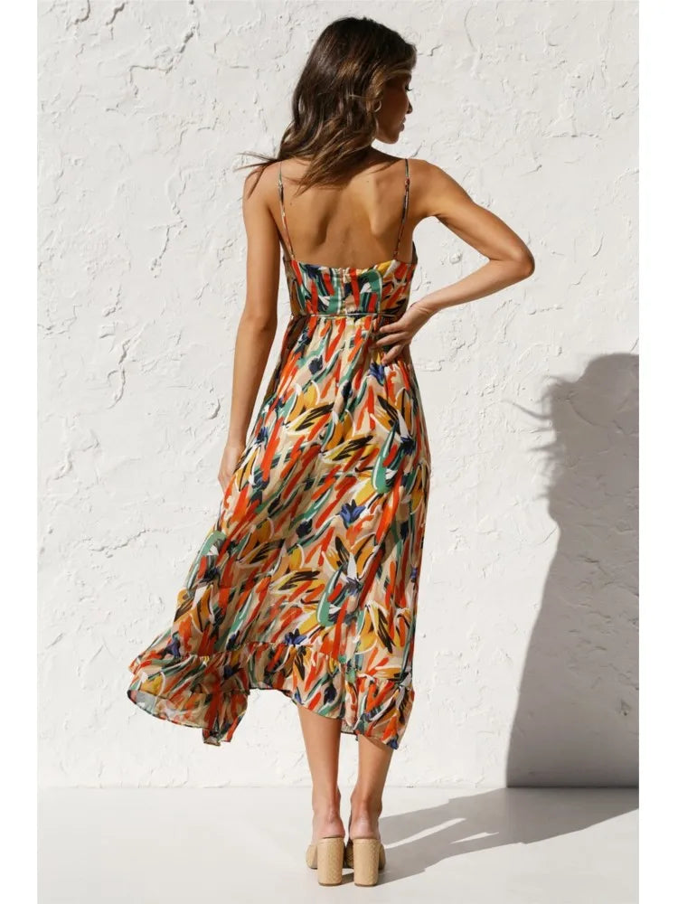 WW Kleid | Lustiges Midi-kleid mit Blumenmuster für den Sommer